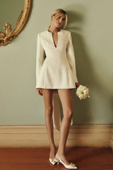 Rosanna Suiting Bow Mini Dress - Ivory
