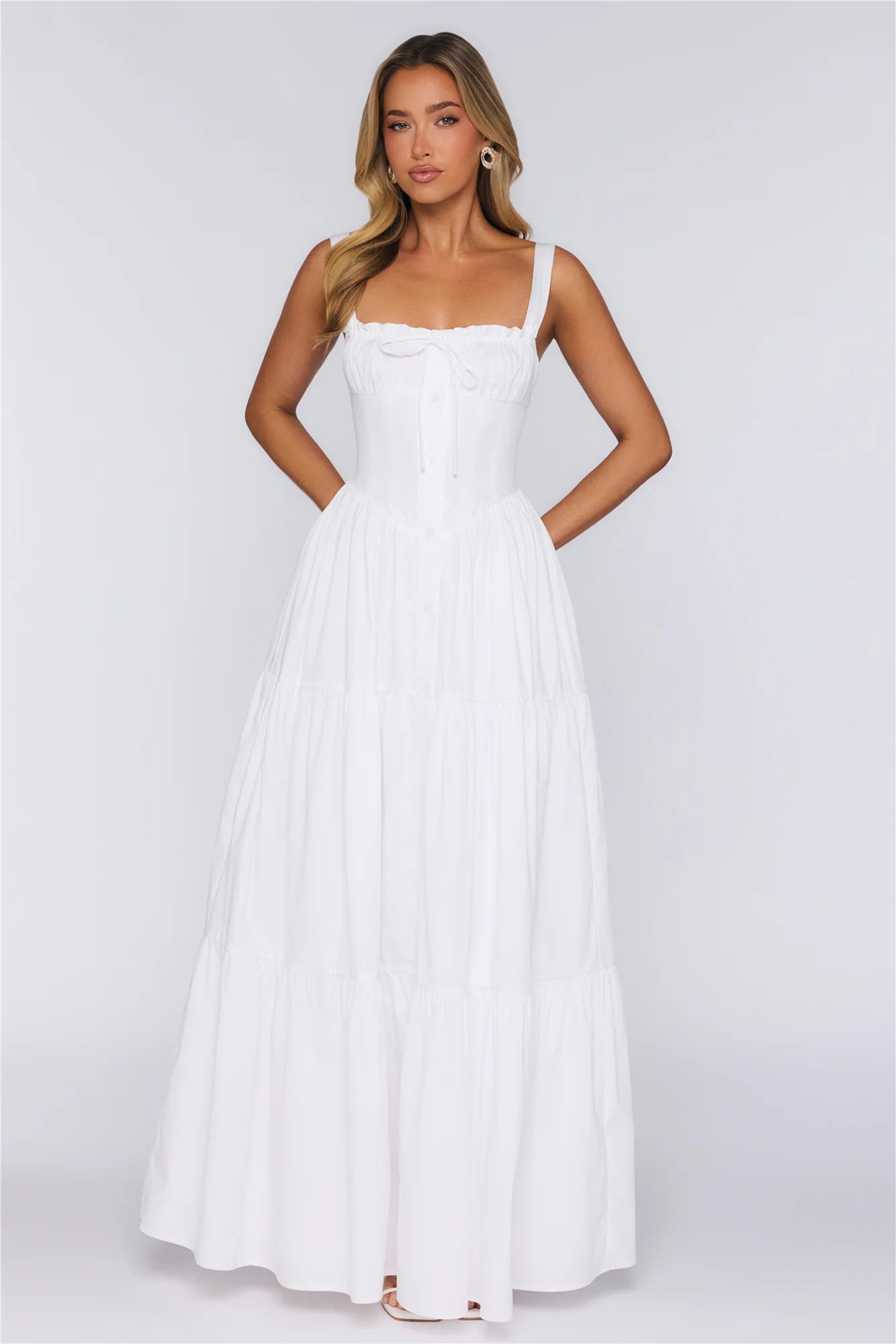 Fashion Snap Maxi Dress White